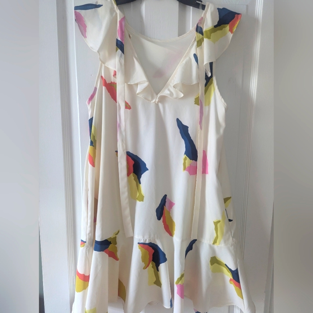 Colorful Sleeveless Dress with Ruffle Detail